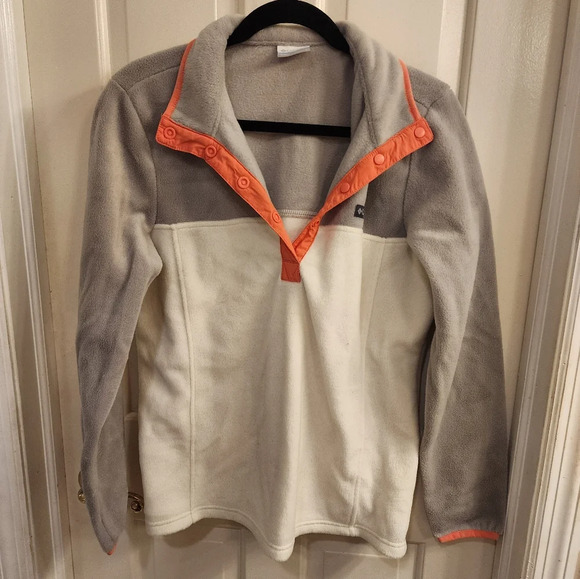 Columbia Tops - Columbia fleece pull over size LG white/gray